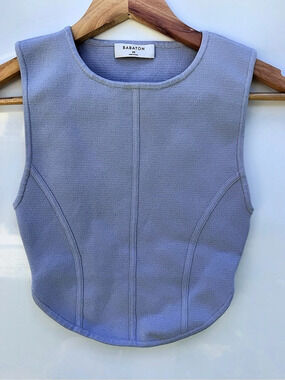 Babaton Sculpt Knit Corset Top Blue XS